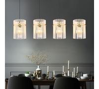 Lampe suspendue tiges de verre lampe de salle à manger plafonnier lampe de salon or, opale claire, métal, 4x douille E27, H 140 cm