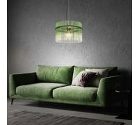 Lampe suspendue verre vert clair Lampe de table LED Lampe à suspendre de salon, métal noir, 1x 7W 1x 806lm blanc chaud, DxH 40x150 cm