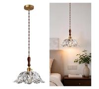 Lampe suspendue verte vintage, luminaire en verre floral | Applique suspendue décorative source E27 pour comptoir petit déjeuner évier comptoir restaurant(Clear,21cm)