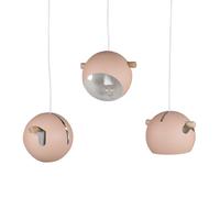 Lampe Suspension Design 3 Lampes "Tubbie" 73cm Rose Poudré