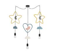 Lampe suspension enfant noire 3xE27 déco Trio Candellux