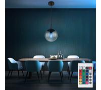 Suspension dimmable avec télécommande suspension table à manger verre fumé lampe à suspension verre rétro, changement de couleur RVB, effet étoile, 8,5W 806lm blanc chaud, DxH 20x120 cm