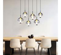 Lampe suspension lampe de table à manger lampe suspendue verre noir 6 flammes fumée LED H 120 cm