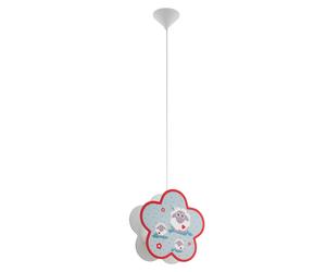 Lampe suspension plafonnier chambre d'enfant suspension colorée avec motif mouton, couleur bois, 1x E27, x H 32,5x110 cm