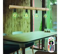 Lampe suspension plafonnier télécommande naturel Lampe suspendue design vintage dimmable dans un ensemble comprenant des ampoules LED RVB
