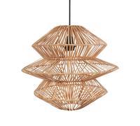 Lampe Suspension Style Boho Naturel Abat-jour en Rotin Base en Métal Anduki