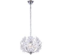 Lampe suspension suspension feuille lampe plafond suspension design fleur, acrylique, chrome, lampe abat-jour, forme sphérique, 1x E27, DxH: 34x87 cm