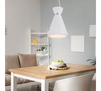 Lampe suspension suspension plafonnier suspension suspension lampe cone lampe salle à manger, plâtre métal anneau chromé blanc, 1x douille E27, DxH 20x177,5 cm