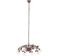 Lampe suspension vintage rouille suspension salle à manger lustre rétro salon plafonnier suspendu avec verre, métal, 10x G9, DxH 60x118 cm