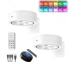 Lampe Tableau Sans Fil Rechargeable, Applique Murale Intérieure avec Telecommande Eclairage Tableau LED Batterie de Lumiere Vitrine USB Spot LED à Piles Adhesif pour Placard Bibliothèque Image