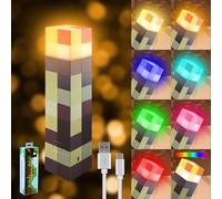 Lampe torche pixelisée pour garçons, lampe torche murale rechargeable 7 | Veilleuse à main et murale pour chambre, salle de jeux, camping et voyage, décoration de fête, cadeau pour garçons