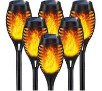 Lampe Torche Solaire - JORMFTTE - Pack de 6 - LED Effet Flamme - Imperméable - Éclairage Extérieur
