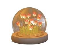 Lampe Tulipe, Veilleuse Tulipe, LED Veilleuse Boule de Cristal de Fleur, Mini Lampe de Table de Couchage de Fleur de Simulation, pour créer l'ambiance de Votre Chambre, Salon ou Bureau
