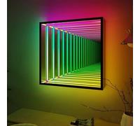Lampe tunnel miroir infini 3D, veilleuse sensorielle LED unilatérale, changement de couleur RVB, décoration murale pour la maison, le bureau, la fête