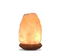Lampe USB en Cristal de Sel d'Himalaya Rock - 100% Authentique Cristal de Sel d'Himalaya Naturel - Sculpté à la Main - Base en Bois - Câble Alimentation USB fourni - Environ 500g - Zen’Light