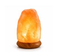 Lampe USB en Cristal de Sel d'Himalaya Rock - 100% Authentique Cristal de Sel d'Himalaya Naturel - Sculpté à la Main - Base en Bois - Câble Alimentation USB fourni - Environ 500g - Zen’Light