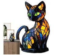 Lampe Vitrail Chat De Bureau Petite De Table Vitrail Chat Créatif table Veilleuse pour Chevet Salon Chambre Animaux Amoureux des