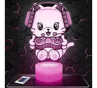 Lampephoto.fr - Lampe 3D Chat Gamer Deco Chambre Garçon, Lampe 3D Chat Gamer, Objet Gaming, Gamer, Jeux Video, Idée Cadeau Décoration Lumière LED Veilleuse Deco Bureau, Idée Cadeau Ado Original