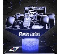 Lampephoto.fr - Lampe 3D Formule 1 C. Leclerc pilote F1, idée cadeau fan F1, Veilleuse Tactile Led Illusion, Effet Hologramme 3D, Idée Cadeau Noël Anniversaire Garçon et Fille TOP