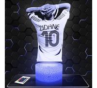Lampephoto.fr - Lampe 3D France 1998 - Z. Zidane Joueur de Foot, Sport, Idée Cadeau Fan de Foot, Veilleuse Tactile Led Illusion, Effet Hologramme 3D, Cadeau Noël Anniversaire Garçon Fille