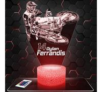 Lampephoto.fr - Lampe 3D Moto Cross D. Ferrandis, Idée Cadeau Fan Moto, Veilleuse Tactile Led Illusion, Effet Hologramme 3D, Idée Cadeau Noël Anniversaire Garçon et Fille