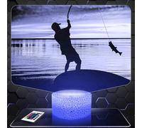 Lampephoto.fr - Lampe 3D Pêche, Idée Cadeau pour Pêcheur, Cadeaux Pêche, Veilleuse Tactile Led Illusion, Effet Hologramme 3D, Idée Cadeau Noël Anniversaire Garçon et Fille
