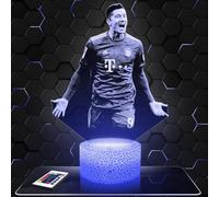 Lampephoto.fr - Lampe 3D R. Lewandowski Joueur de Foot, Sport, Idée Cadeau Fan de Foot, Veilleuse Tactile Led Illusion, Effet Hologramme 3D, Cadeau Noël Anniversaire Garçon Fille TOP