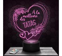 Lampephoto.fr - Lampe 3D, Veilleuse Tactile, Cadeau Coeur À La Meilleure des Tatas, La Meilleure Tata, Super Tata, Cadeaux Femme, Idée Cadeau Noël, Anniversaire, Cadeaux Tata, idée Originale