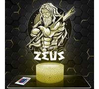 Lampephoto.fr - Lampe 3D Zeus Mythologie Dieu Grèce Antique Olympe, Idée Cadeau Mythologie, Veilleuse Tactile Led, Effet Hologramme 3D, Idée Cadeau Noël Anniversaire Garçon et Fille, Déco Chambre