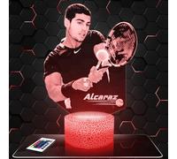 Lampephoto.fr - Lampe C. Alcaraz Tennisman Veilleuse 3D Tennis | Fait en France, Socle au Choix, Luminosité Ajustable, Piles ou USB, Gravure HD au Laser, Idée cadeau fan de Tennis