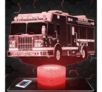 Lampephoto.fr - Lampe Camion Pompier Américain Veilleuse Soldat du Feu | Fait en France, Socle au Choix, Luminosité Ajustable, Gravure HD au Laser, Idée cadeau Pompier, Accessoire Soldat du Feu