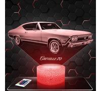 Lampephoto.fr - Lampe Chevelle Ss 396 C Veilleuse 3D Voiture de collection | Fait en France, Socle au Choix, Luminosité Ajustable, Piles ou USB, Gravure HD au Laser, Idée cadeau Homme, Fan de Voiture
