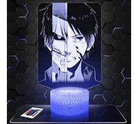 Lampephoto.fr Lampe de chevet, Veilleuse Tactile Manga - Eren Jaeger/Titan Lampe 3D LED illusion, Idée cadeau Noël anniversaire garçon et fille Effet Hologramme 3D chambre d'enfant ou adulte TOP