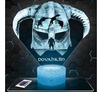 Lampephoto.fr - Lampe Dovahkiin The Elder Scrolls S Veilleuse 3D Jeux Vidéo | Fait en France, Socle au Choix, Luminosité Ajustable, Piles ou USB, Gravure HD au Laser, Idée cadeau Geek Homme, Gamer