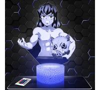 Lampephoto.fr - Lampe Inosuke Hashibira Demon S. Veilleuse Manga Shonen | Fait en France, Socle au Choix, Luminosité Ajustable, Gravure HD au Laser, Idée cadeau Fan d'Anime, garçon, fille