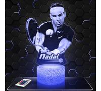 Lampephoto.fr - Lampe R. Nadal Roland.G Wimble don Veilleuse 3D Tennis | Fait en France, Socle au Choix, Luminosité Ajustable, Piles ou USB, Gravure HD au Laser, Idée cadeau fan de Tennis