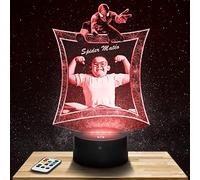 Lampephoto.fr Veilleuse Photo 3D Personnalisée par gravure laser, idéal Cadeau Naissance,Baptême, Anniversaire, Texte Personnalisable, Lampe enfant Personnalisée sur plexiglass … (Spiderman)