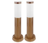 Lampes de chemin d'extérieur en acier inoxydable lampadaire jardin patio lampe debout à l'extérieur, aspect bois opale rustique, 1x E27, DxH 7,6x45 cm, lot de 2