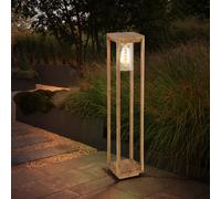 Lampes de chemin lampadaire aspect bois éclairage de chemin extérieur jardin balcon borne lumineuse extérieur, aluminium, IP44 résistant aux intempéries, 1x douille E27, LxlxH 15x15x80cm