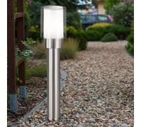 Lampes de jardin extérieur lampe d'extérieur argentée lampadaire éclairage de chemin extérieur moderne, acier inoxydable métal blanc clair, IP54, 1x E27, DxH 12x50 cm