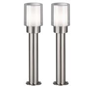 Lampes de jardin extérieur lampe d'extérieur argentée lampadaire éclairage de chemin extérieur moderne, acier inoxydable métal blanc clair, IP54, 1x E27, DxH 12x50 cm, lot de 2