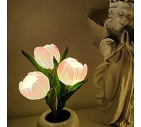 Lampes de table LED en forme de tulipe avec vase, lampes de chevet en forme de fleur, décoration de table pour la maison, le salon, le bureau, les centres de table, idée cadeau