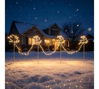 Lampes Decoration Noel Exterieur Solaire Rennes et Traîneau Lumineux | Étanche Lampes Solaires de Jardin avec Fonction Minuterie 175 LEDs 8 Modes pour Extérieure Chemin Cour Éclairage