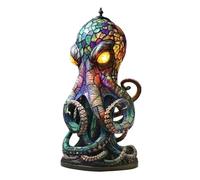 Lampes en résine style vitrail avec yeux lumineux 3D rétro animal veilleuse lampe unique bohème résine décorative lampe de table sur le thème de l'océan maison chambre à coucher Qmv443 (B, taille