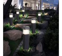 Lampes enfichables, lampes solaires, lampadaires, lampes d'extérieur, lampes de jardin, batterie rechargeable IP44, gris satiné, 2x 4x LED 0,06 watt blanc chaud, HxLxl 38,5x5,8x5,8 cm, lot de 8