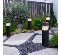 Lampes enfichables, lampes solaires, lampadaires, lampes d'extérieur, lampes de jardin, batterie rechargeable IP44, gris satiné, 4x LED 0,06 watt blanc chaud, HxLxl 38,5x5,8x5,8 cm, lot de 4