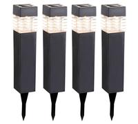 Lampes enfichables, lampes solaires, lampadaires, lampes d'extérieur, lampes de jardin, batterie rechargeable IP44, gris satiné, 4x LED 0,06 watt blanc chaud, HxLxl 38,5x5,8x5,8 cm, lot de 4