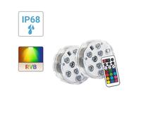 Lampes flottantes à piles télécommandables - XANLITE - Lot de 2 - Blanc - Lumières RVB - Technologie à piles