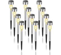 Lampes LED solaires étanches, 12 pièces, blanches, pour terrasse et jardin