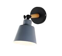 Lampes murales en bois et en métal Éclairage de lecture de chevet réglable Lampe créative for chambre d'enfant - Luminaire Nordic Living Study Garçons Filles Chambre Applique (Blanc)(Grey)